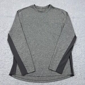 Lululemon Shirt Men's Large Gray Long Sleeve Pullover Pocket Zip Metal Athletic